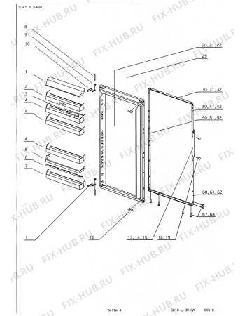 Взрыв-схема холодильника Electrolux EK242.3LSB - Схема узла Refrigerator door